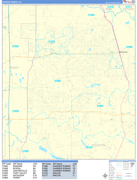 Warner Robins City Digital Map Basic Style